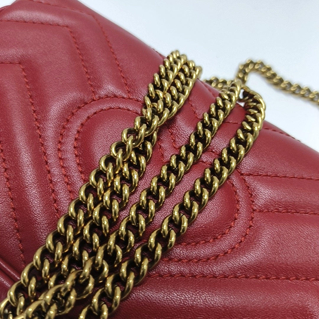 GG Marmont Mini Quilted Calfskin Red
