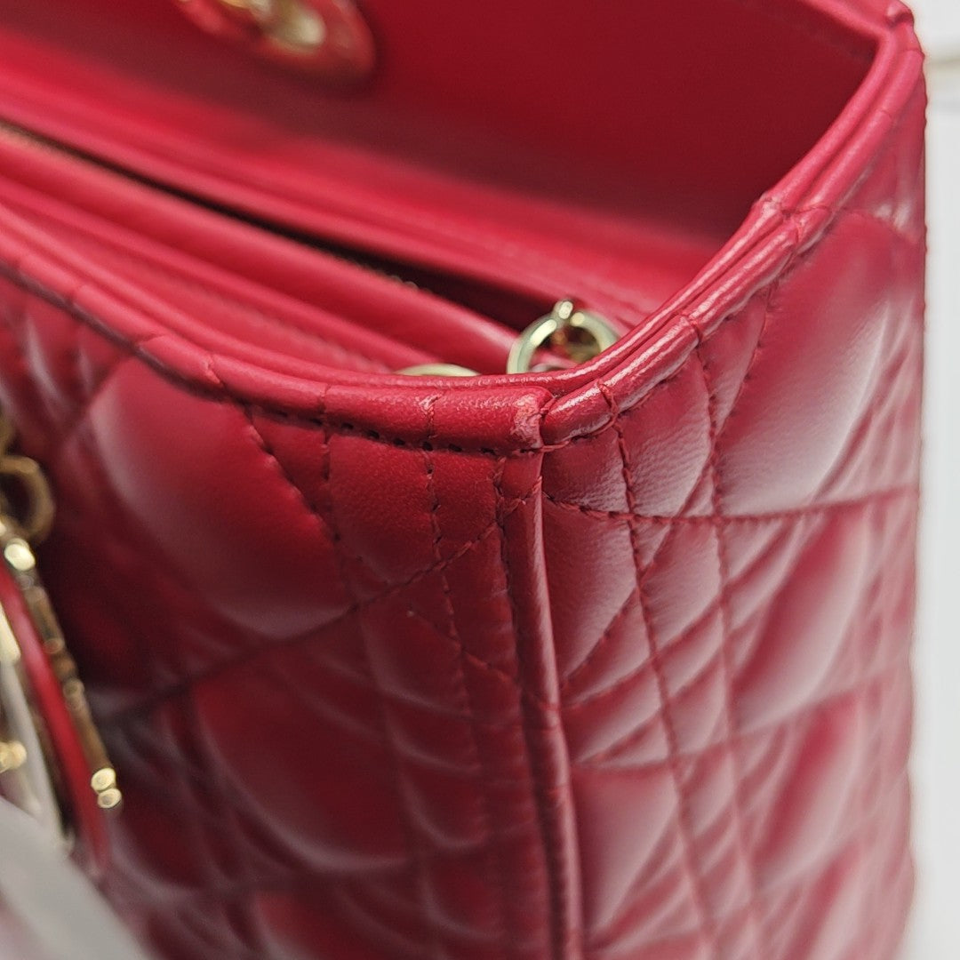 Lady Dior Large Cannage Lambskin Red