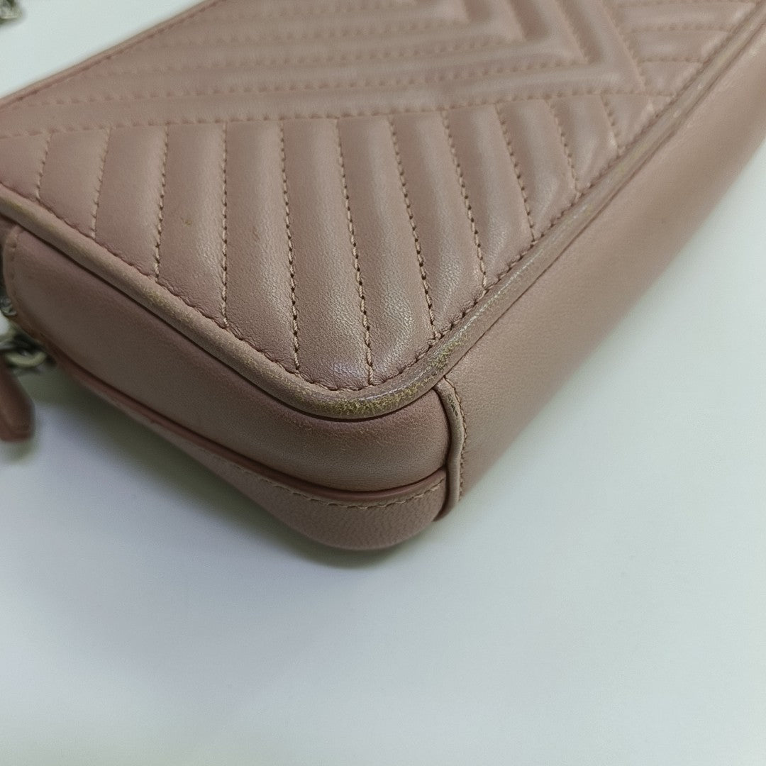 Quilted Lambskin Shoulder Bag Mini Pink