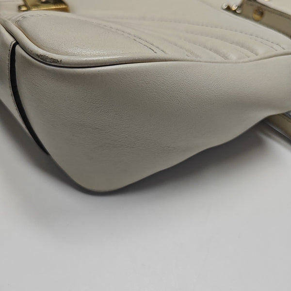 GG Marmont Medium Quilted Calfskin White