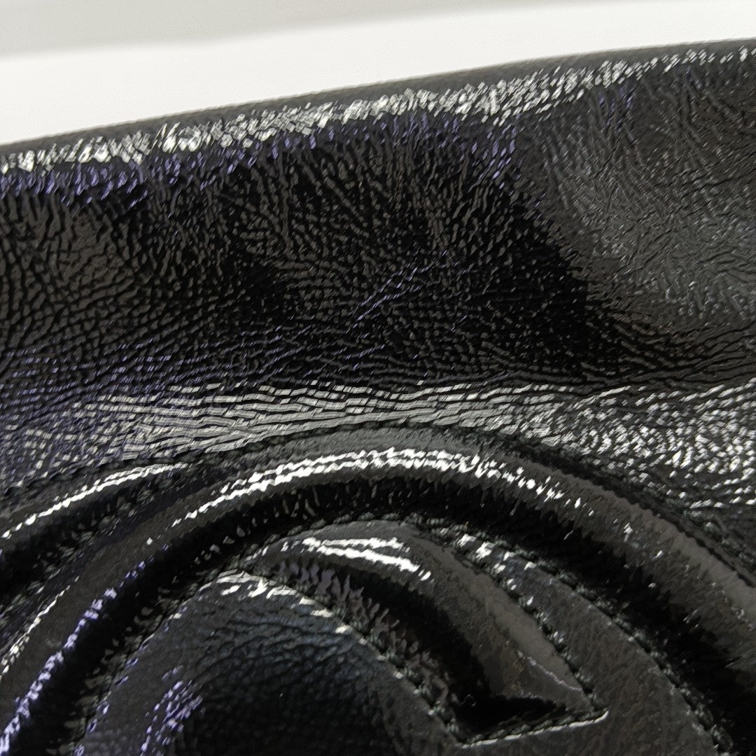 Soho Large Quilted Patent Leather Black