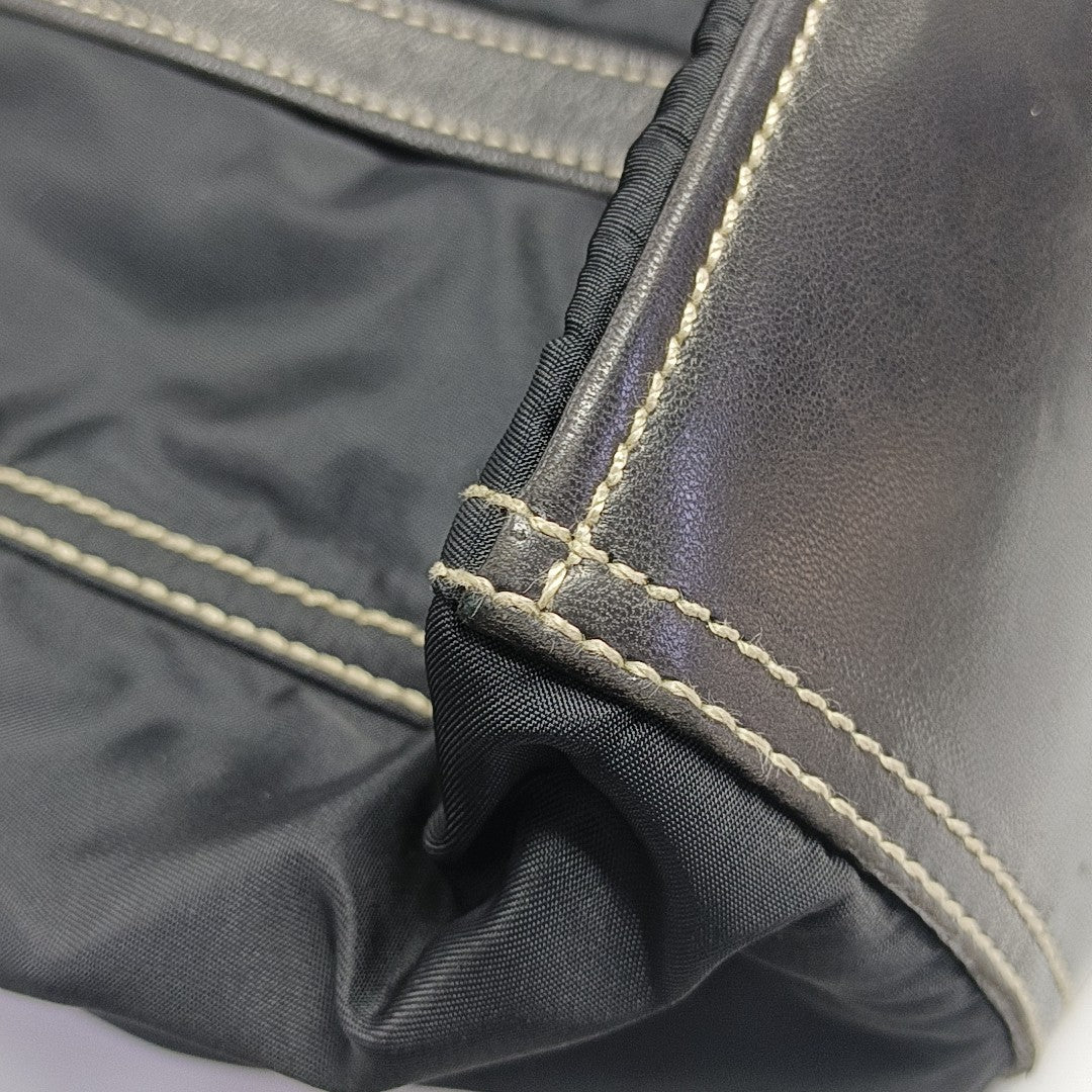 Quilted Nylon Top Handle Bag Black