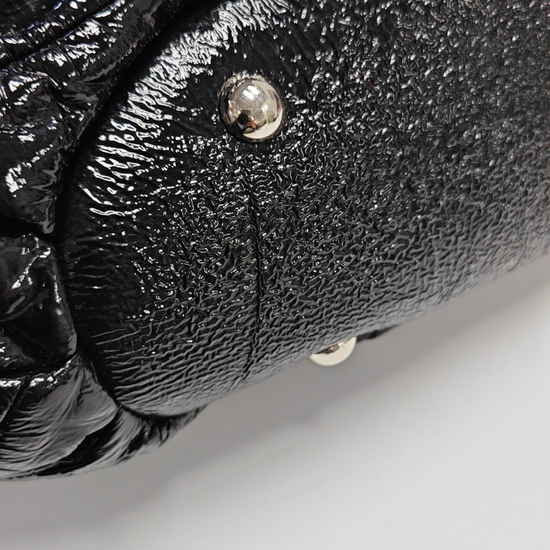 Quilted Patent Leather Tote Bag Black