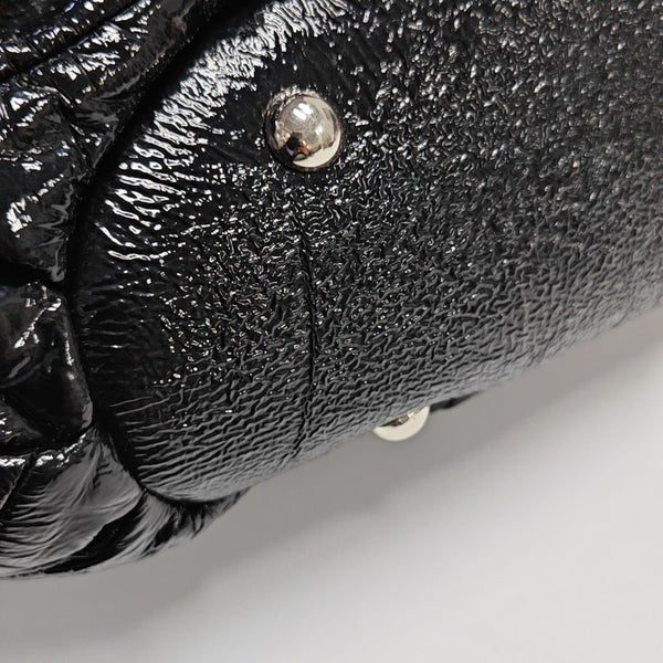 Quilted Patent Leather Tote Bag Black