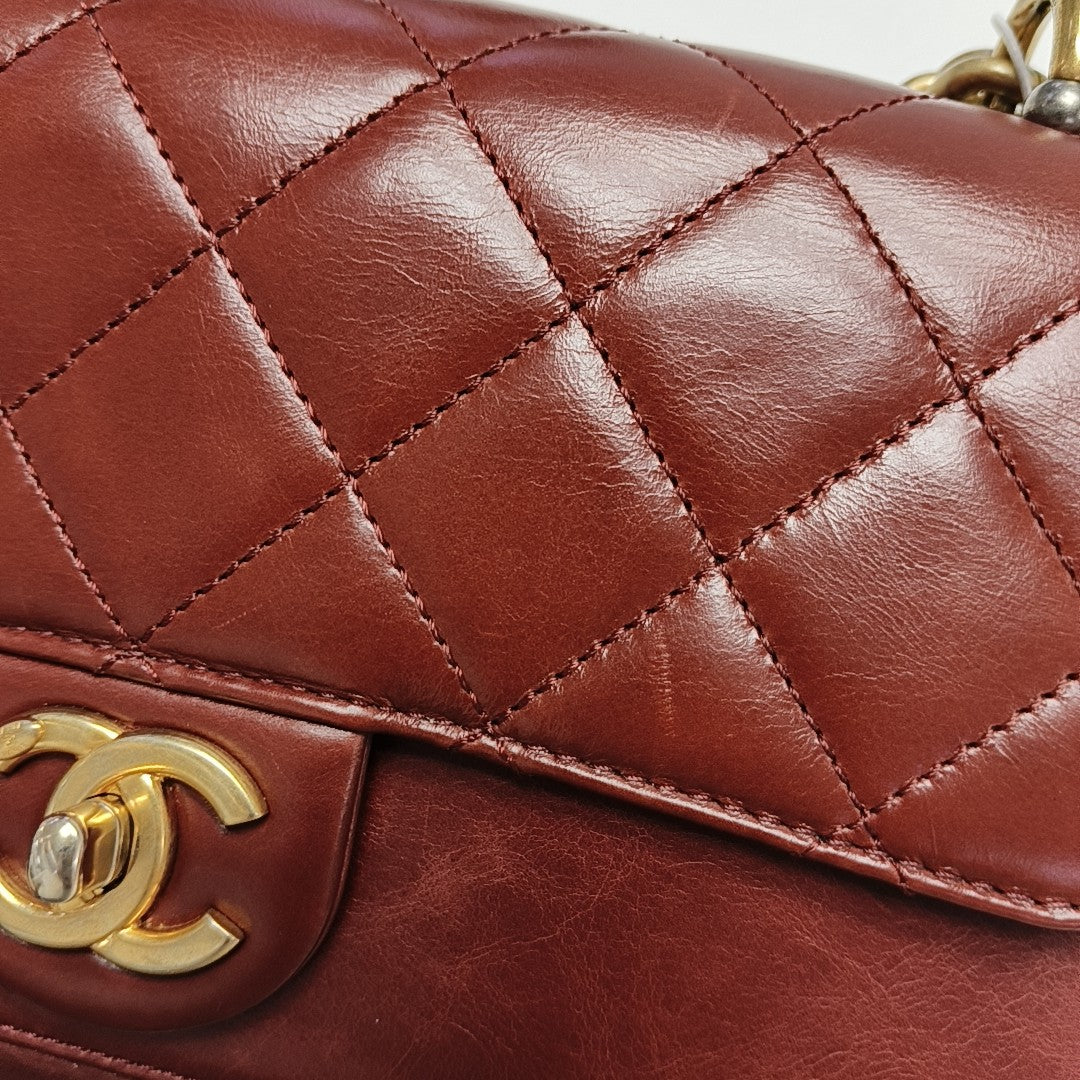 Quilted Calfskin Shoulder Bag Red