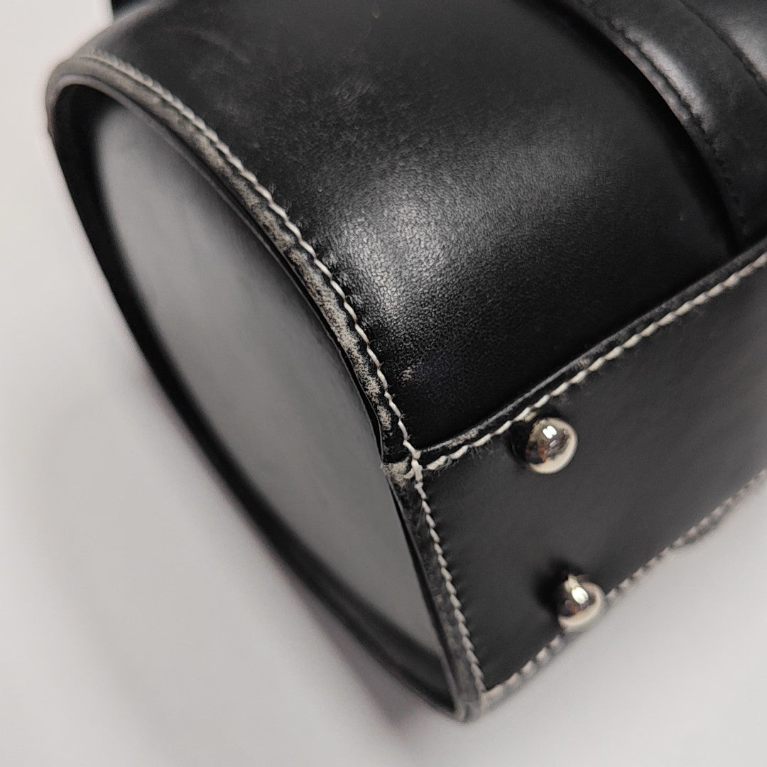 Calfskin Top Handle Bag Black