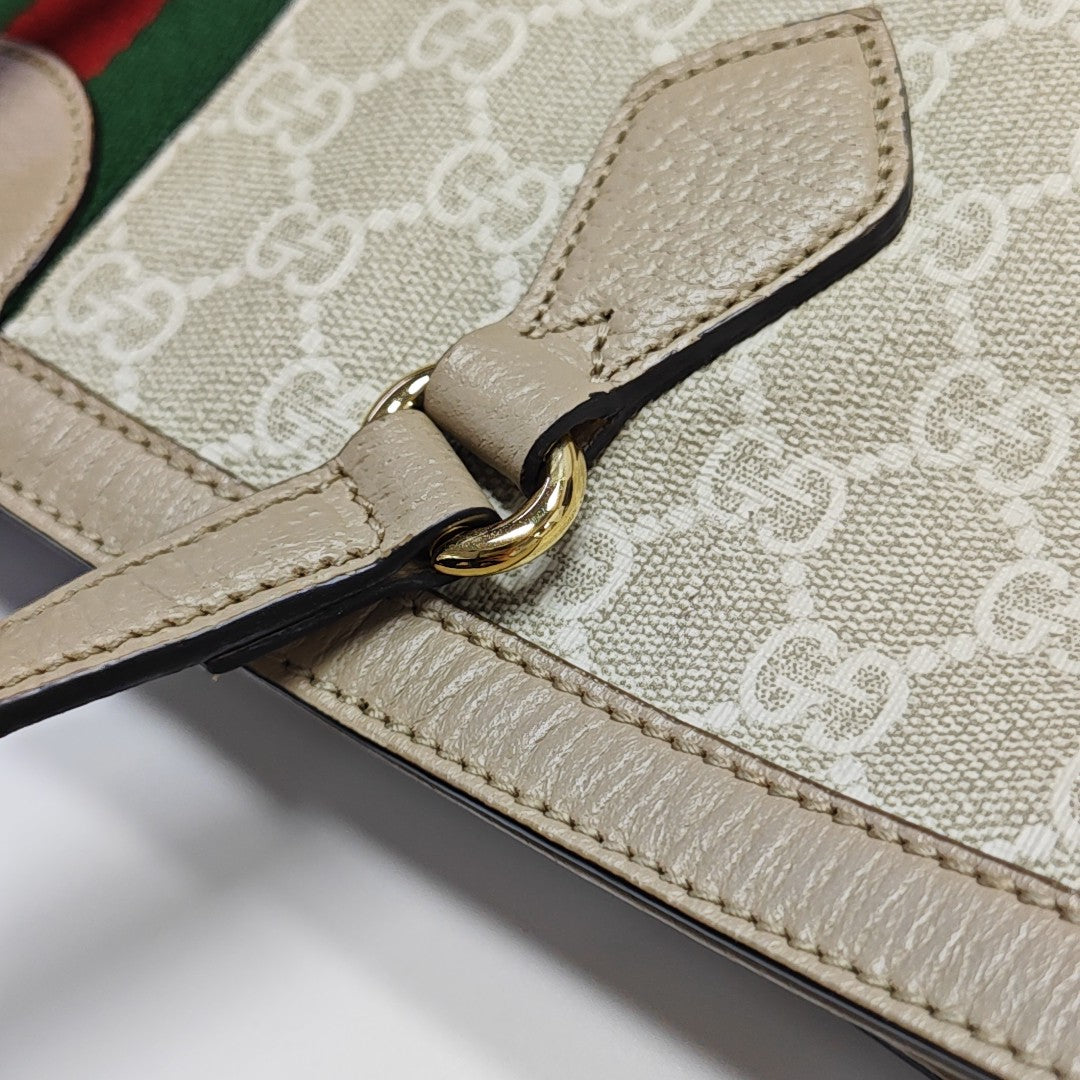 Ophidia Medium Monogram Coated Canvas Beige