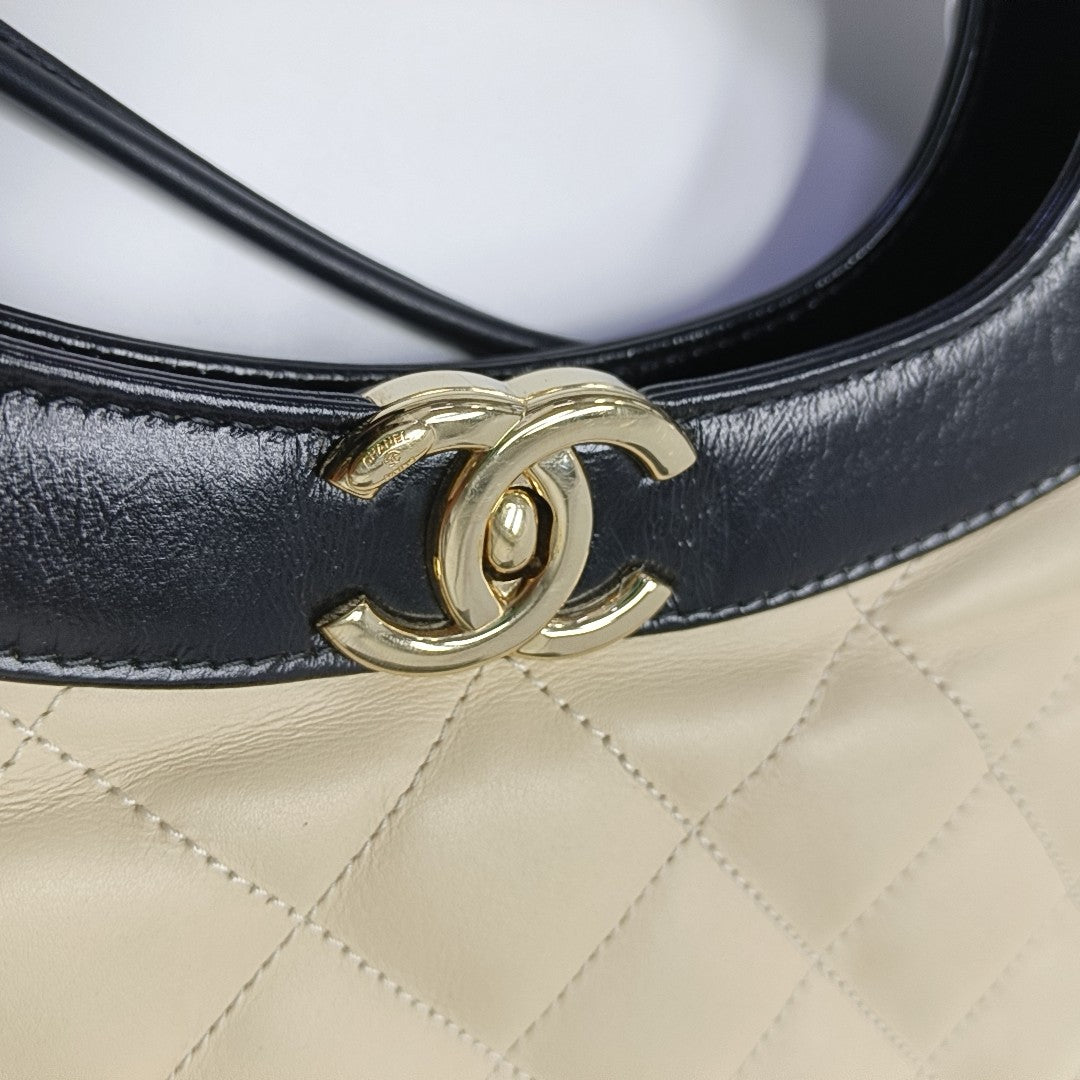 CHANEL 31 Large Quilted Calfskin Beige