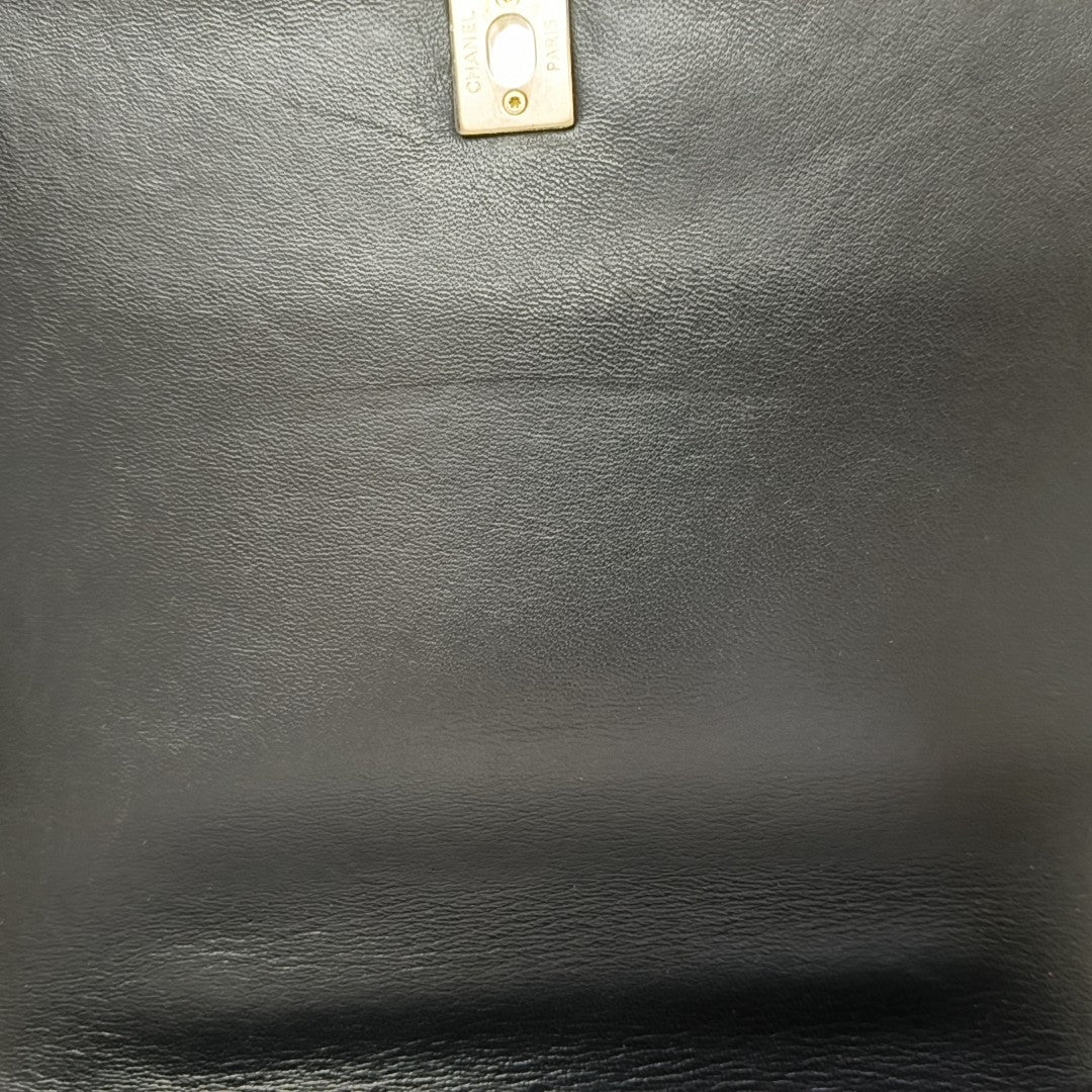 Quilted Grained Calfskin Shoulder Bag Black