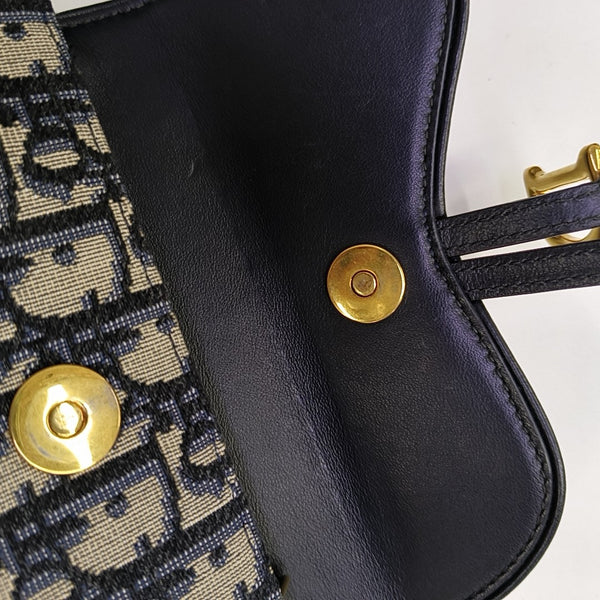 Saddle Mini Oblique Canvas Blue