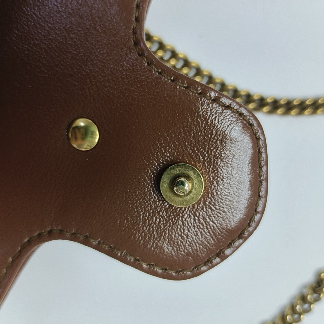 GG Marmont Mini Quilted Calfskin Brown