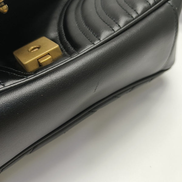 GG Marmont Small Quilted Calfskin Black