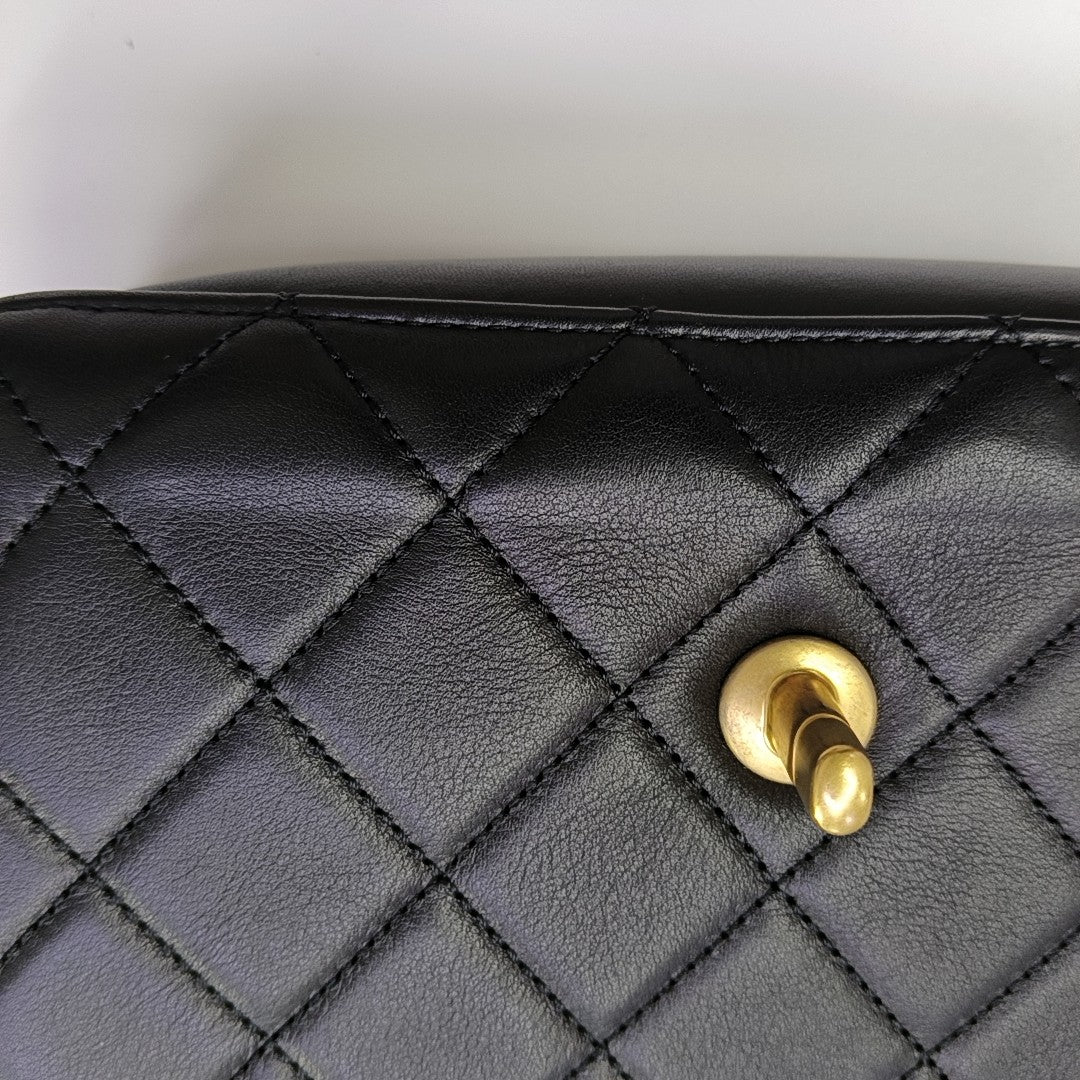 Quilted Calfskin Shoulder Bag Black