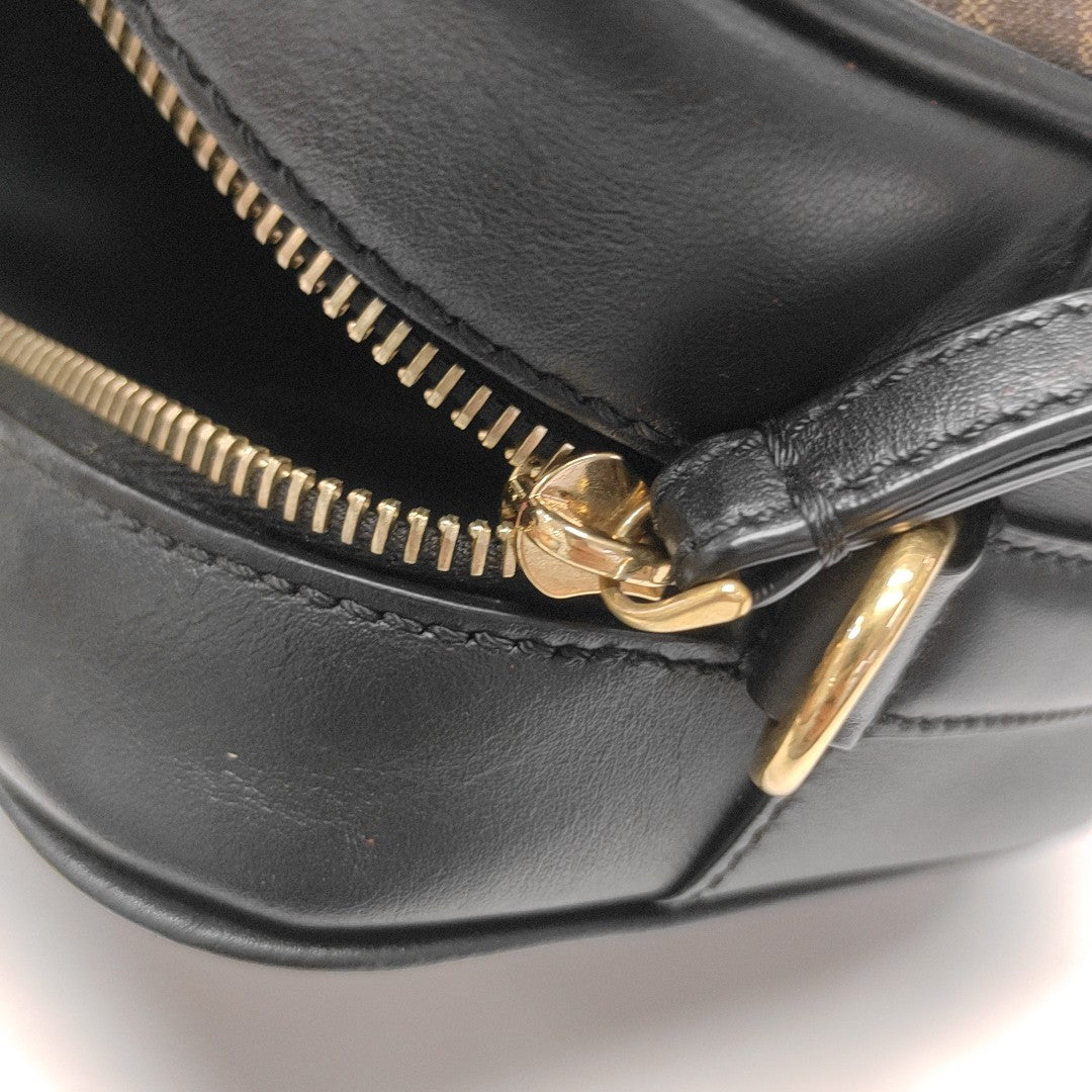 Coated Canvas Shoulder Bag Brown