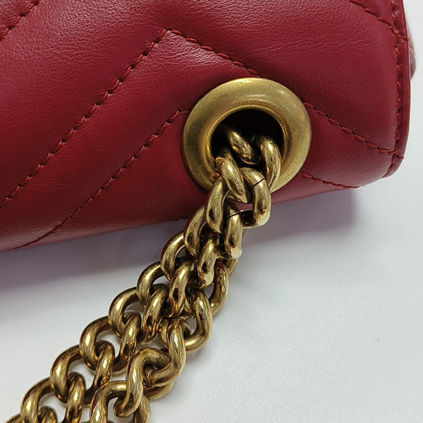 GG Marmont Small Quilted Calfskin Red