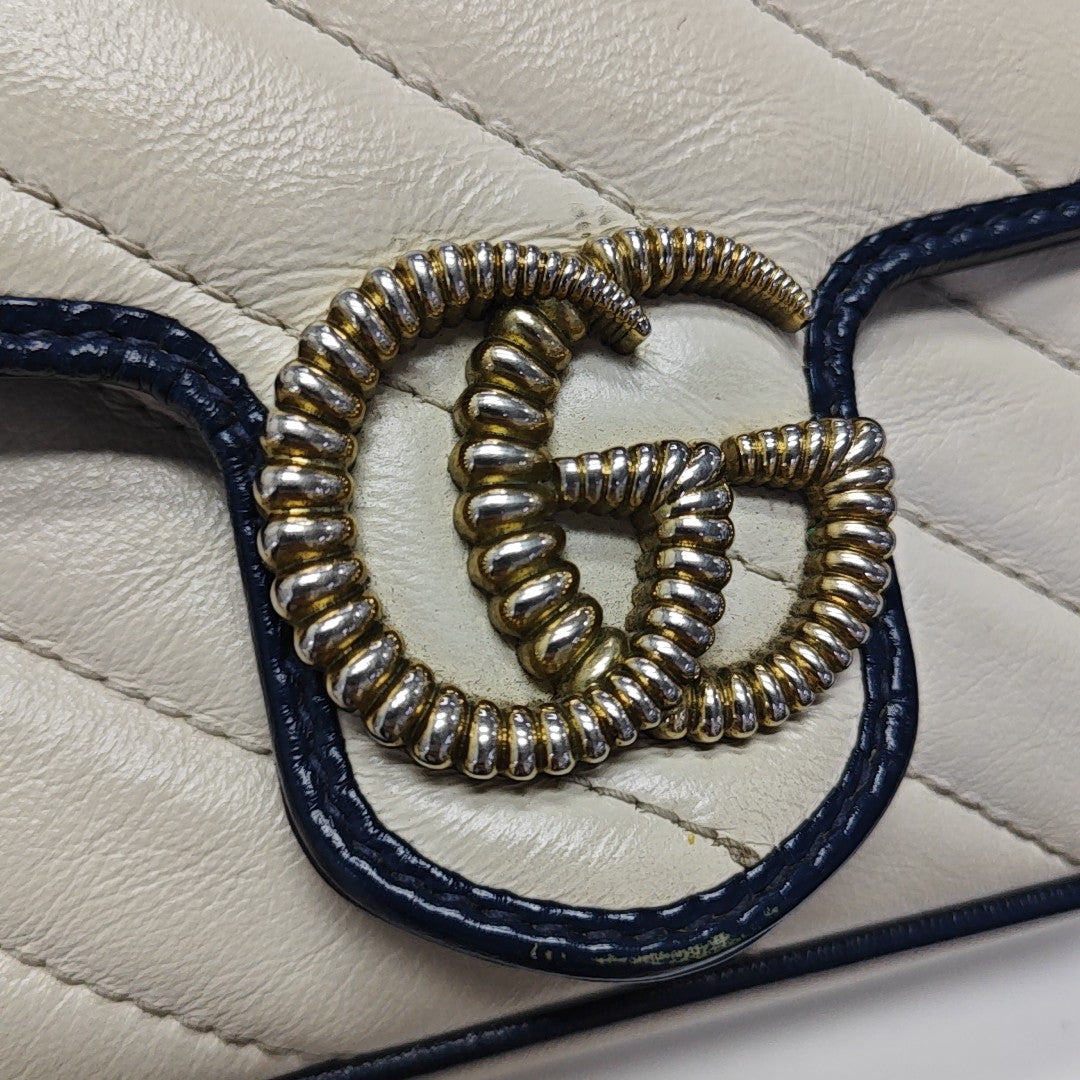 GG Marmont Super Mini Quilted Calfskin White