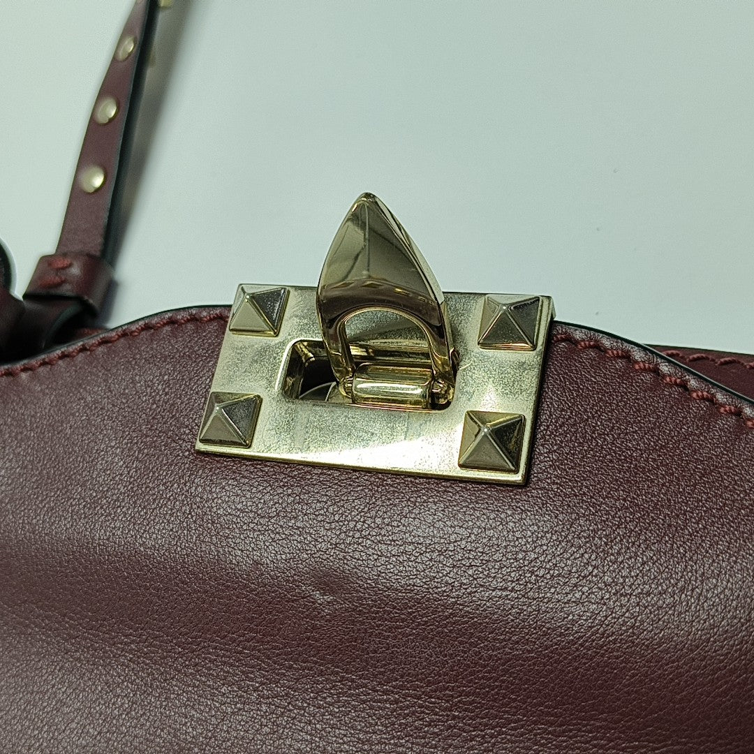 Rockstud Small Calfskin Red