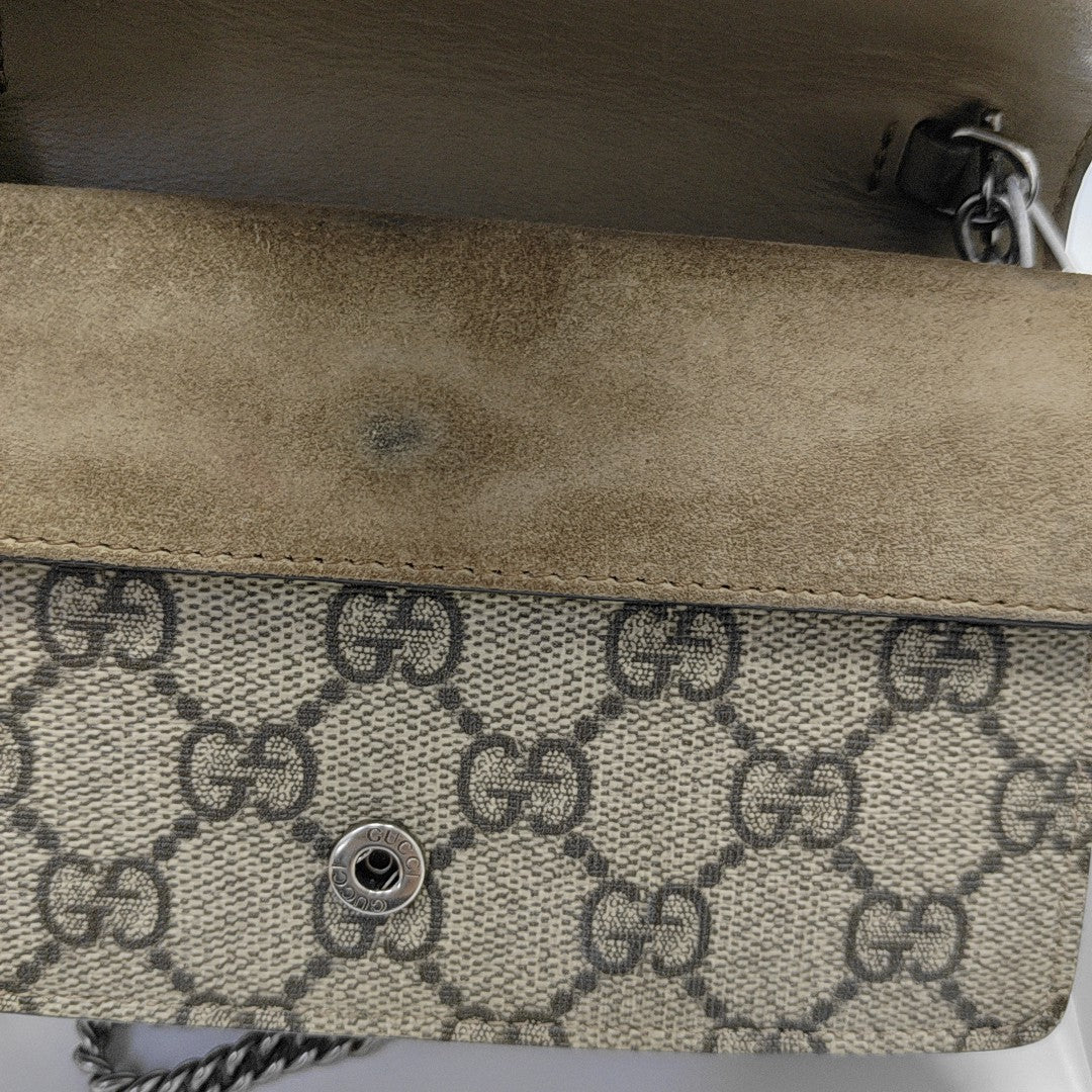 Dionysus Super Mini Monogram Coated Canvas Beige