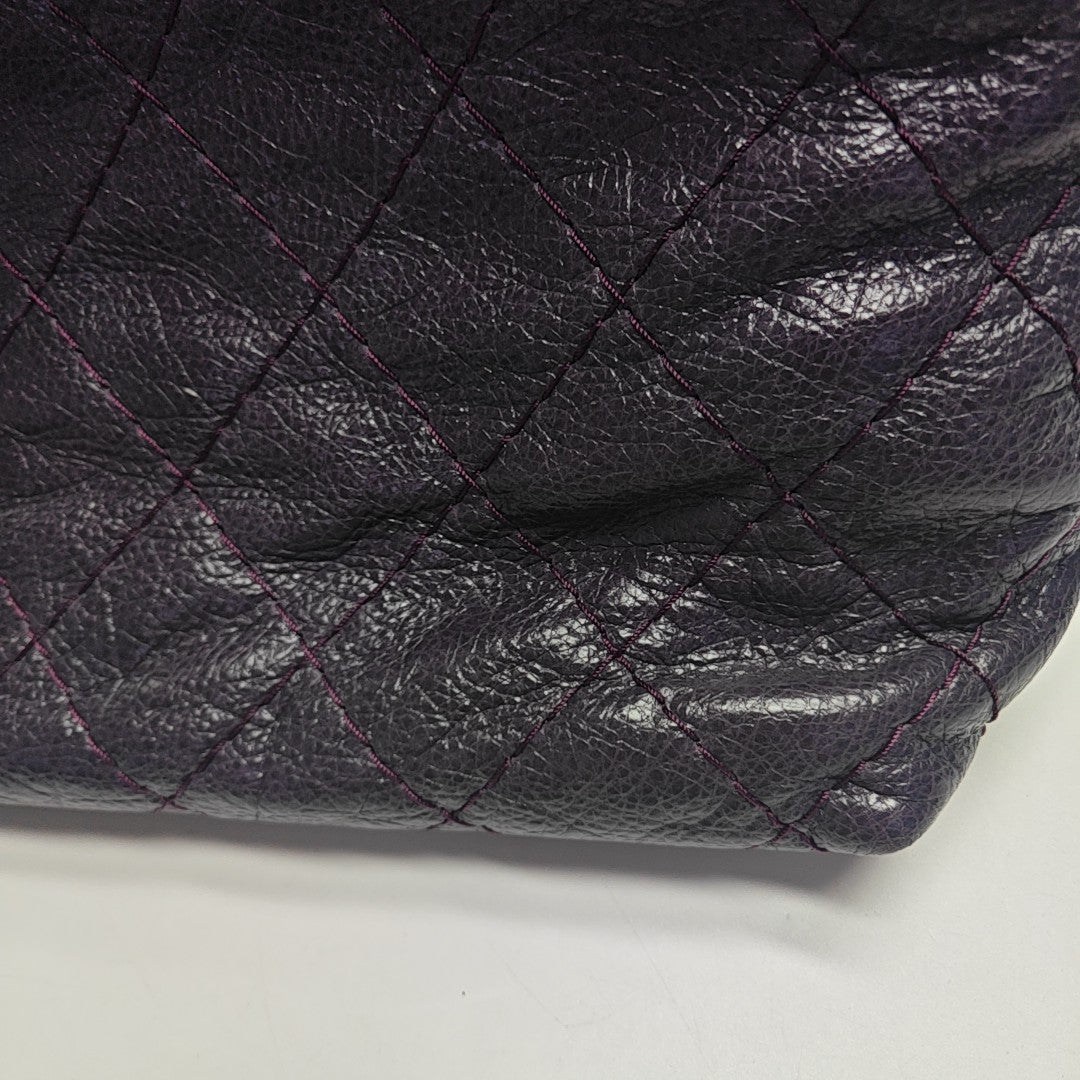 Quilted Calfskin Tote Bag Purple
