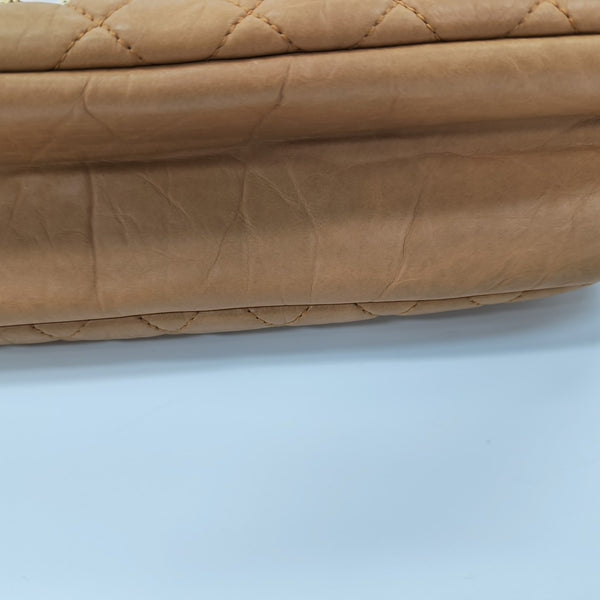 Quilted Calfskin Shoulder Bag Beige