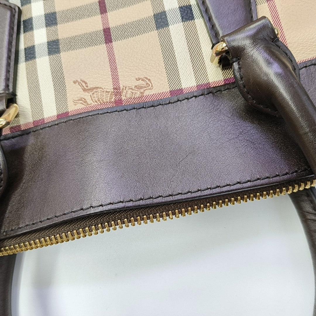 Coated Canvas Top Handle Bag Beige