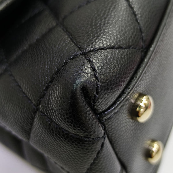 COCO HANDLE Small Quilted Grained Calfskin Black