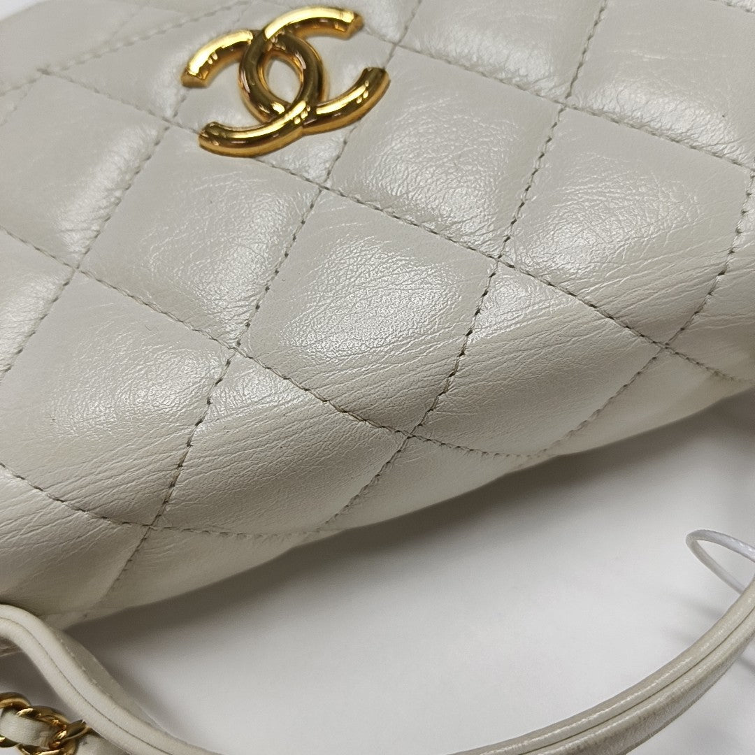 Quilted Calfskin Shoulder Bag White