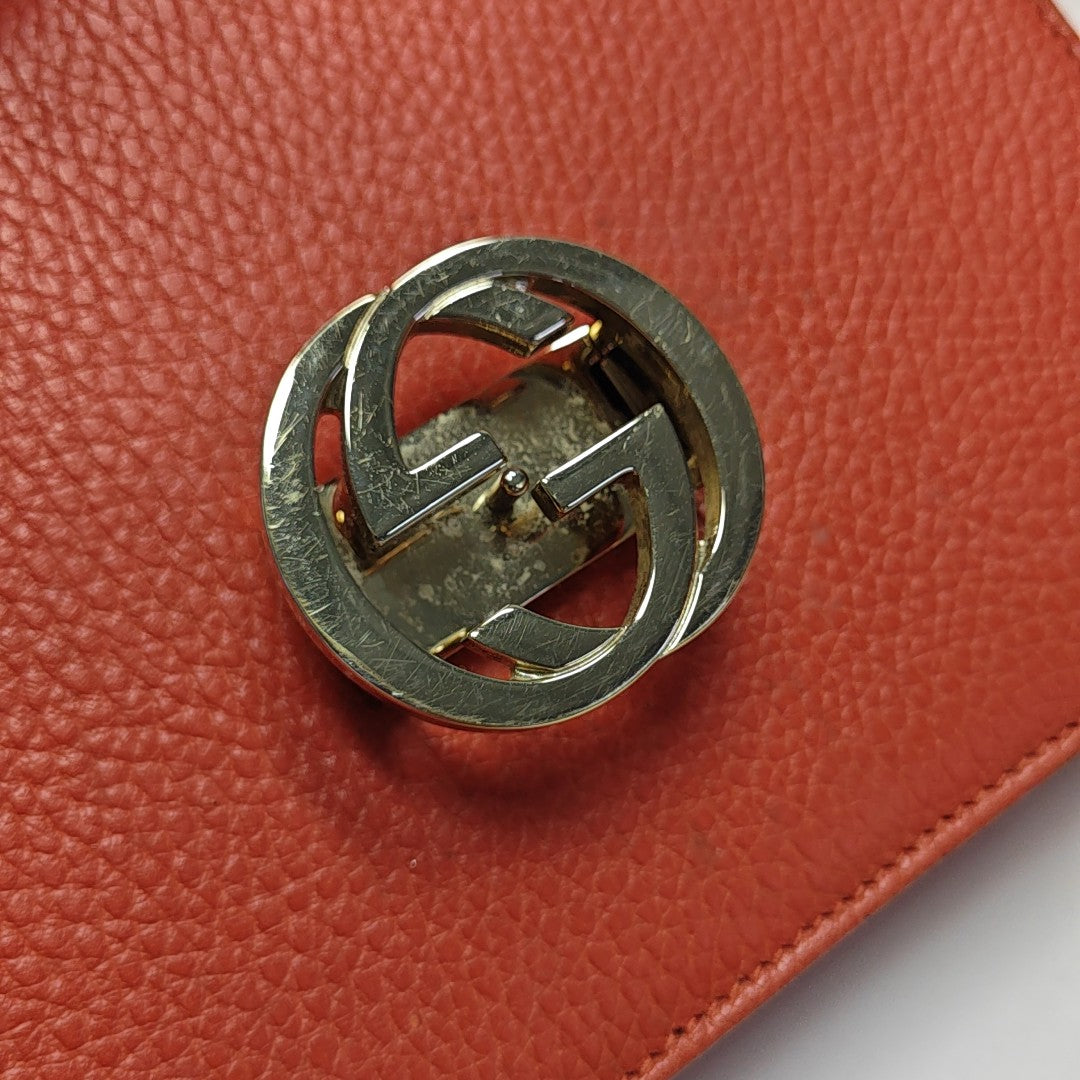 Interlocking G Small Calfskin Orange