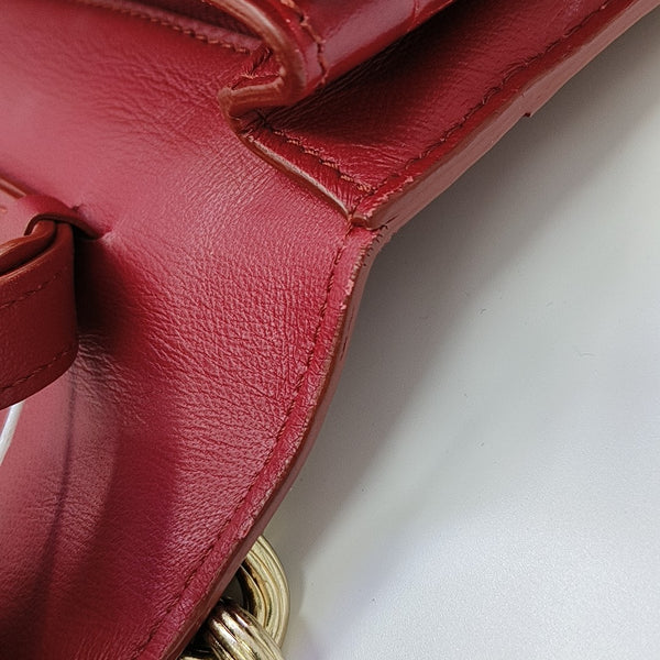 Calfskin Top Handle Bag Small Red