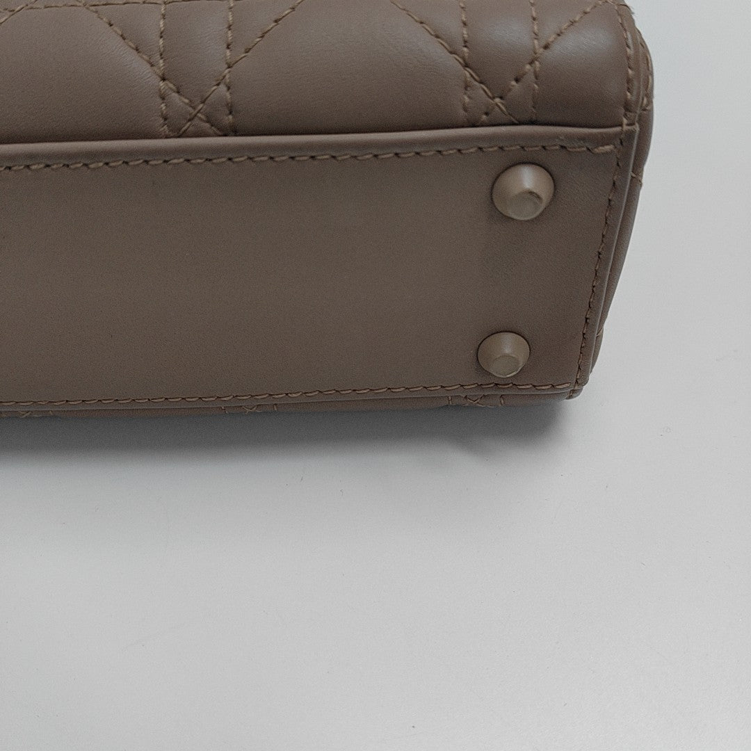 Lady Dior Mini Cannage Calfskin Beige