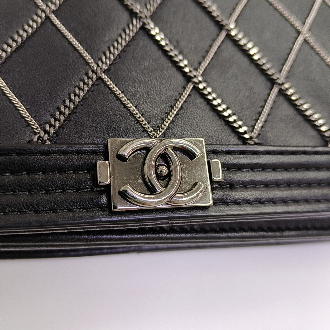 Quilted Calfskin Shoulder Bag Black