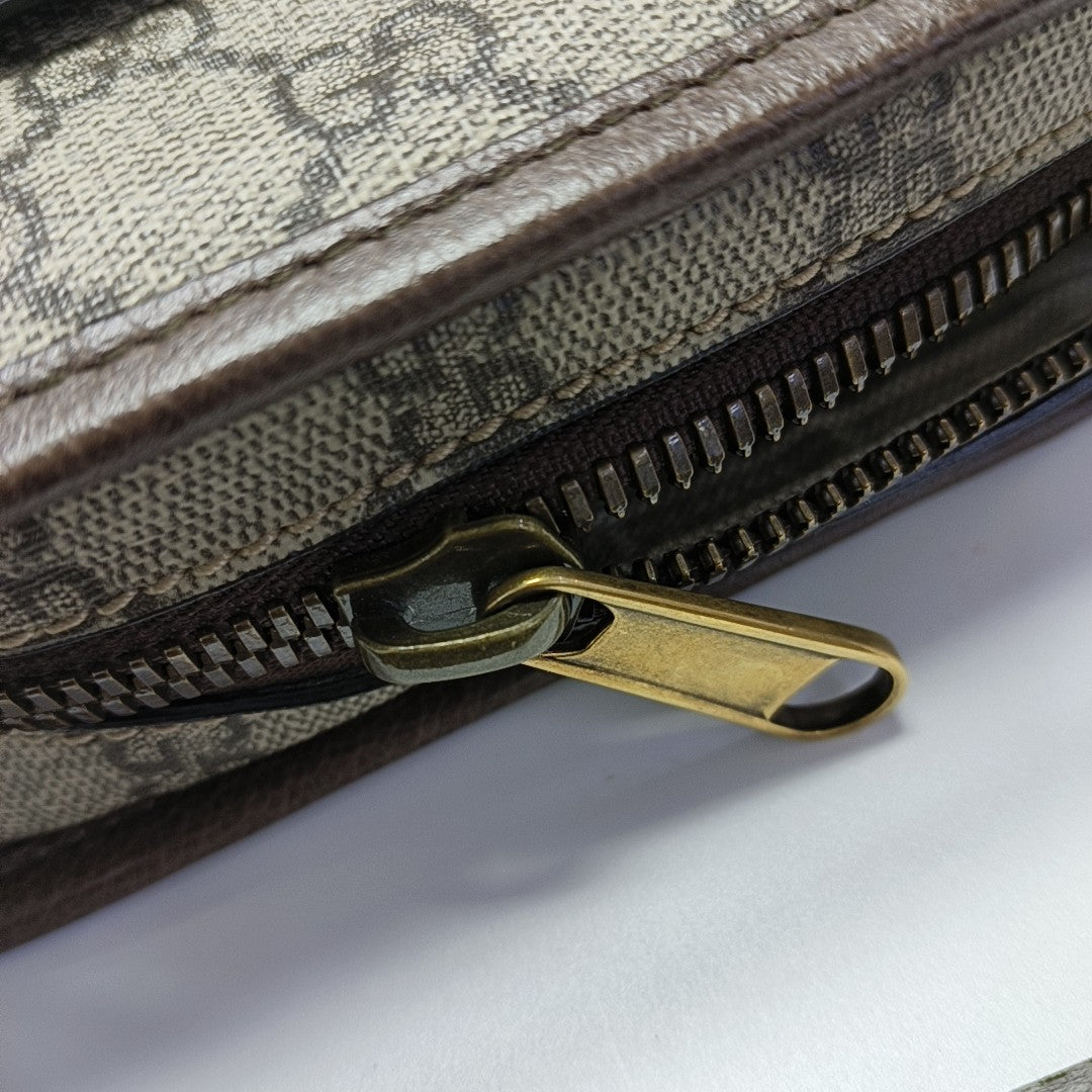 Ophidia Small Monogram Coated Canvas Beige