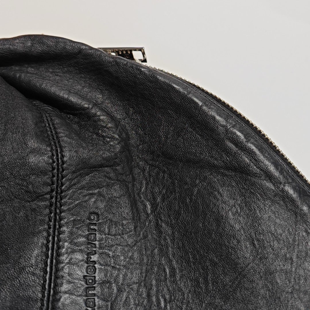 Leather Top Handle Bag Black