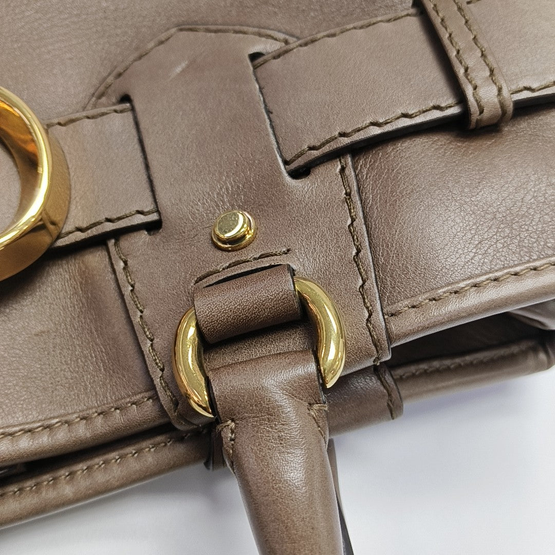 Calfskin Top Handle Bag Brown