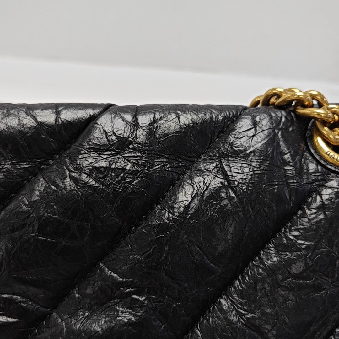 Crush Medium Quilted Calfskin Black