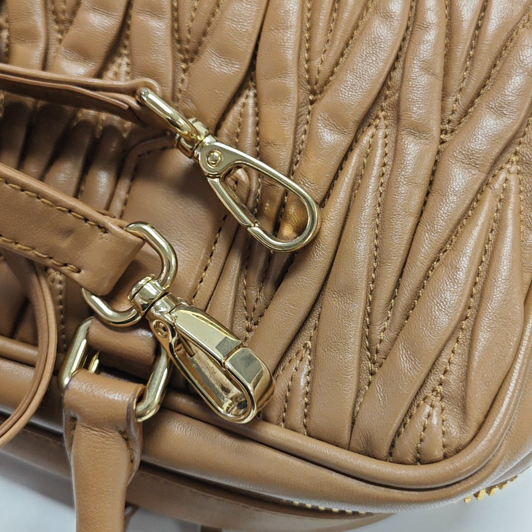 Arcadie Matelassé Large Quilted Lambskin Brown