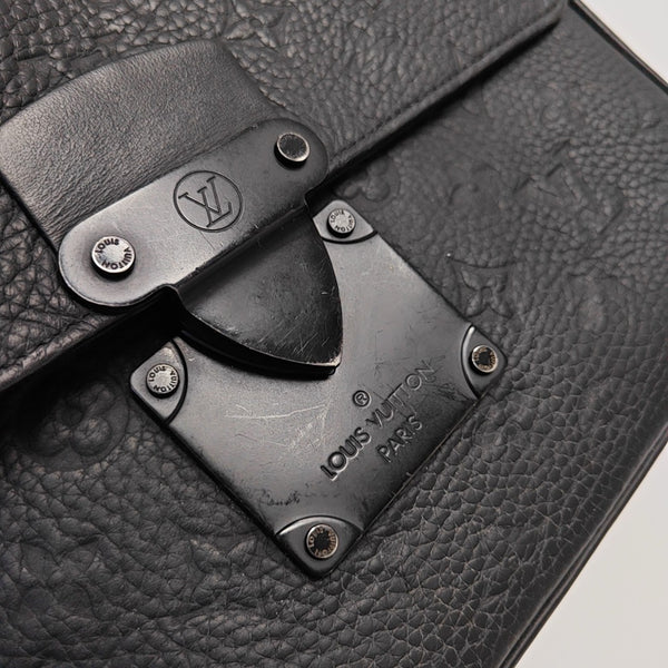 S LOCK Monogram Calfskin Black