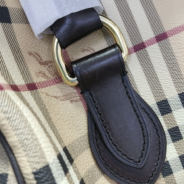 Coated Canvas Top Handle Bag Beige