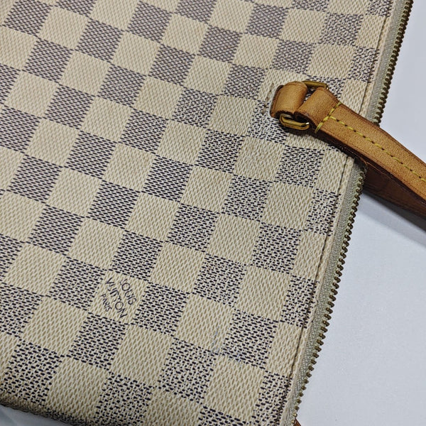 IENA MM Damier Azur Coated Canvas White