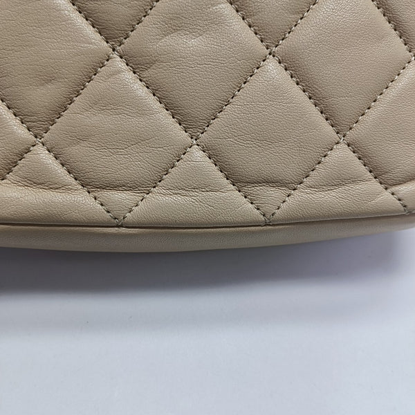 Quilted Lambskin Shoulder Bag Beige