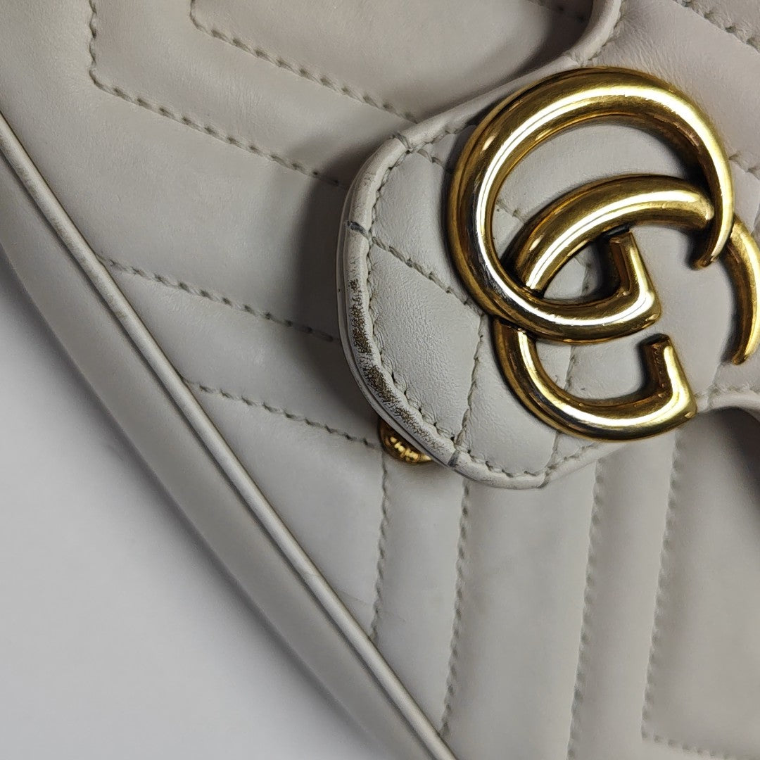 GG Marmont Mini Quilted Calfskin White