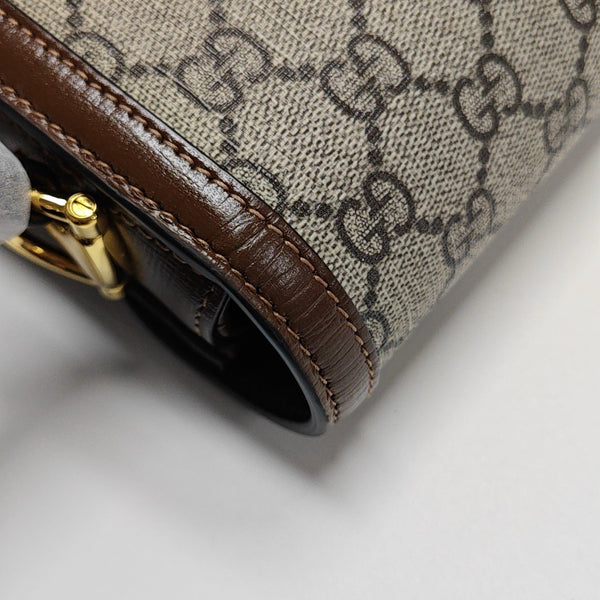 Horsebit 1955 Medium Monogram Coated Canvas Beige