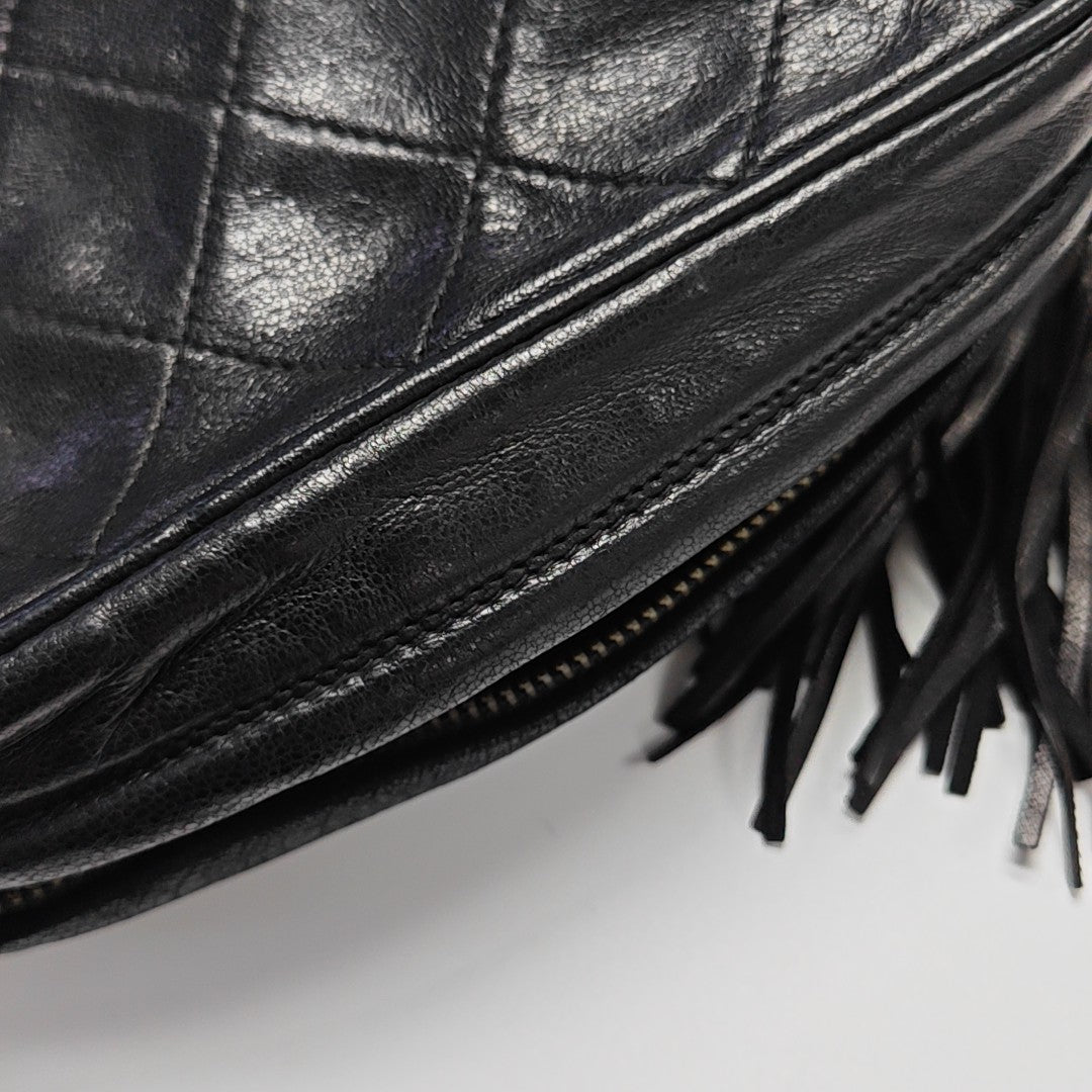 Quilted Lambskin Shoulder Bag Black