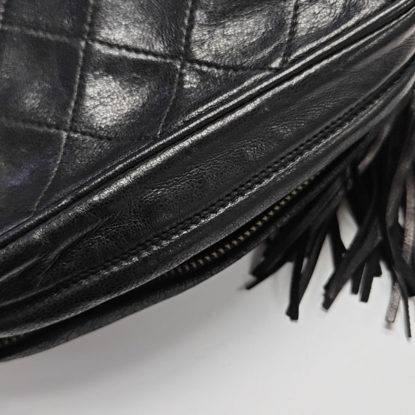 Quilted Lambskin Shoulder Bag Black