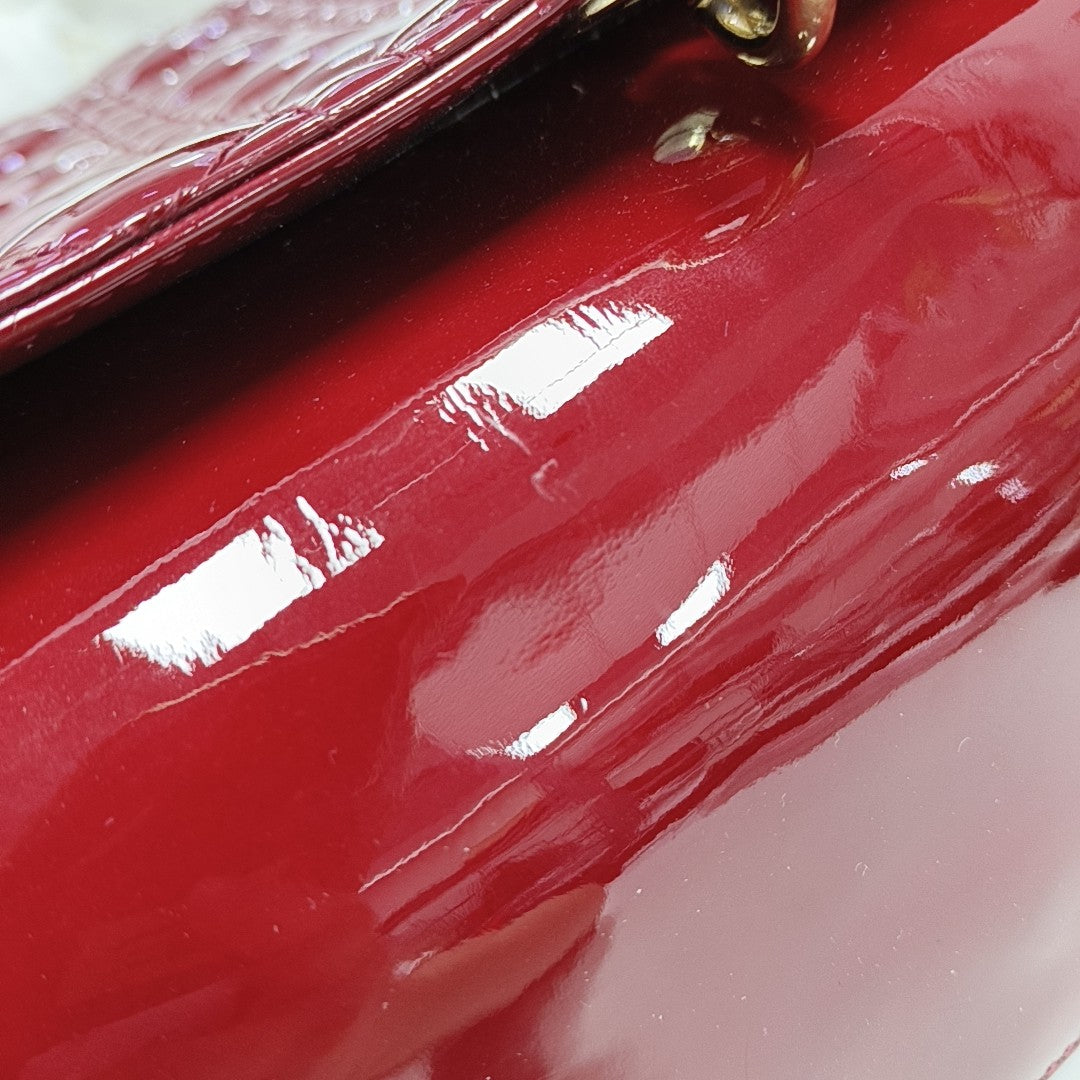 Lady Dior Large Cannage Patent Leather Red