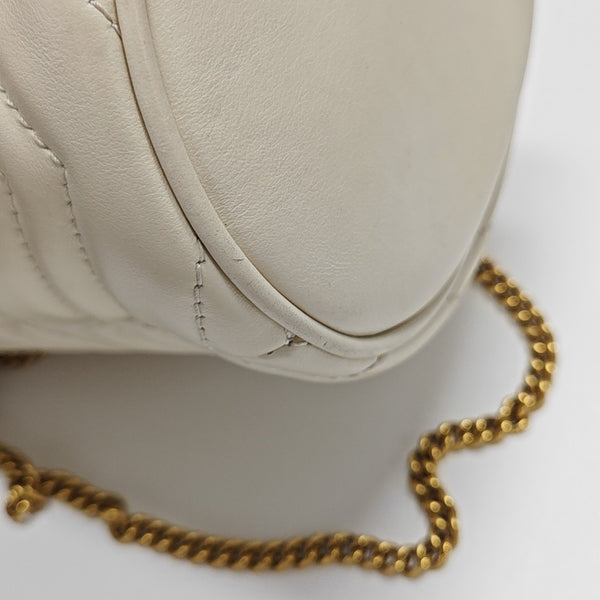 GG Marmont Mini Quilted Calfskin White