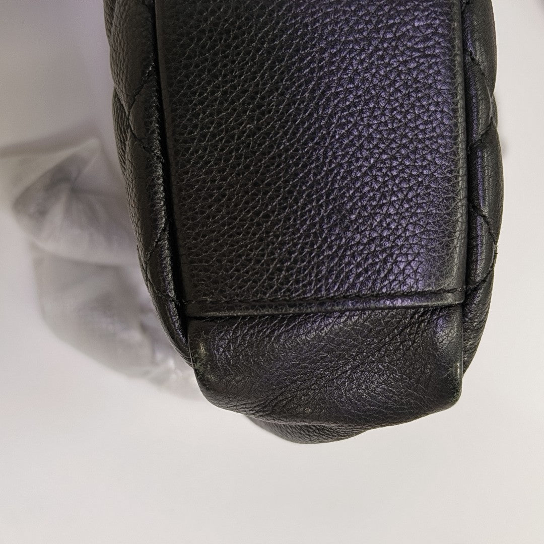 Chevron Lambskin Shoulder Bag Black