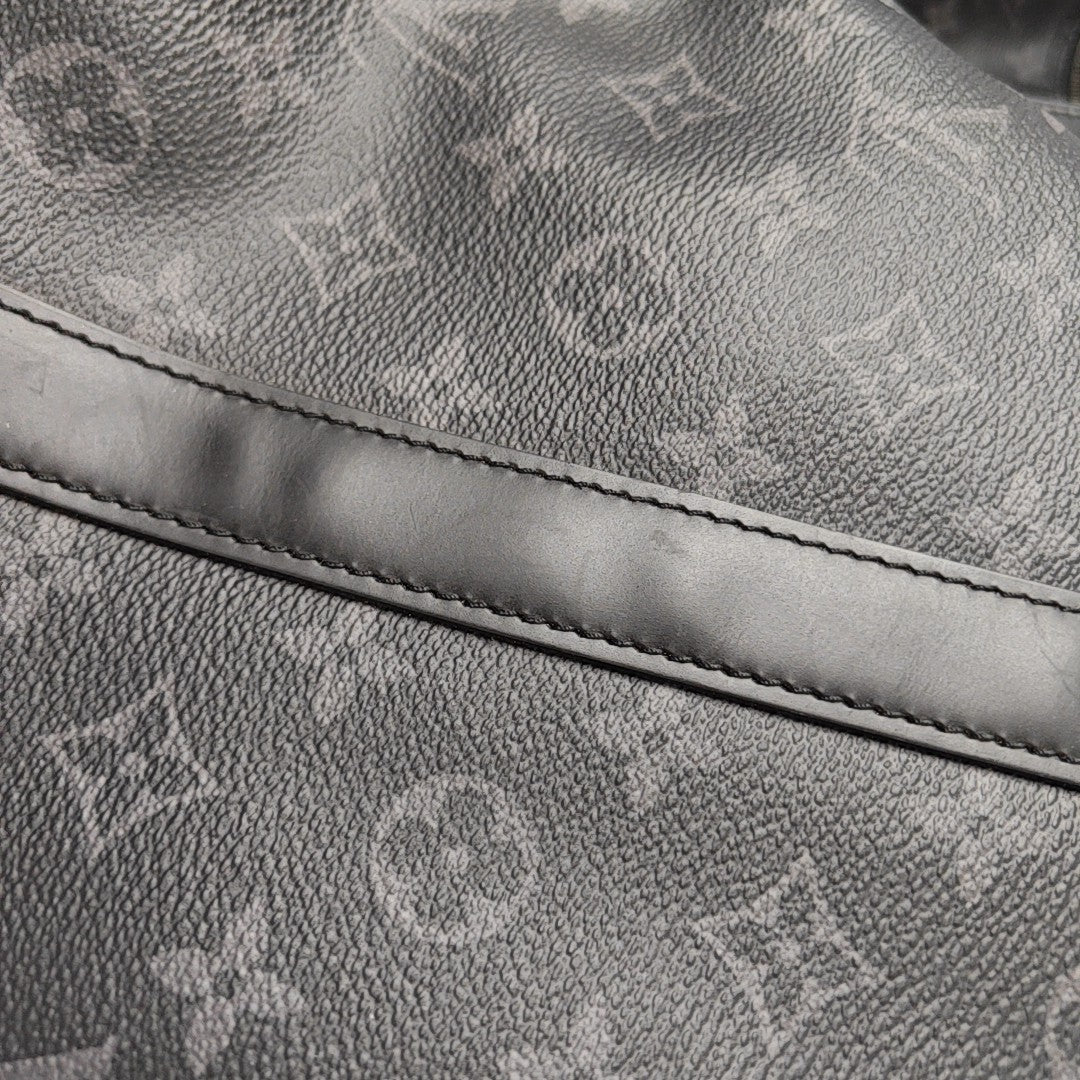 KEEPALL 55 Monogram Coated Canvas Black