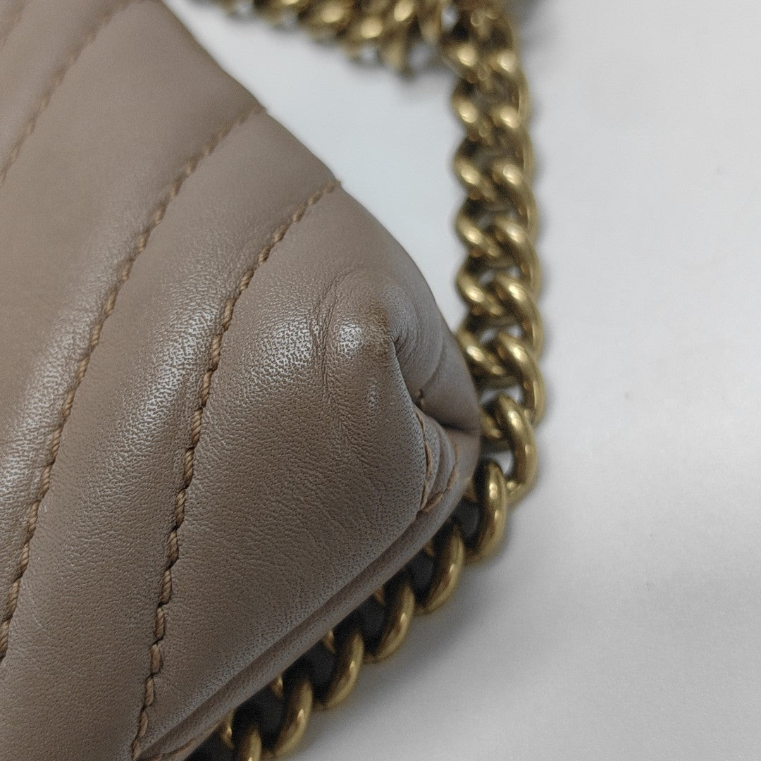 GG Marmont Mini Quilted Calfskin Beige