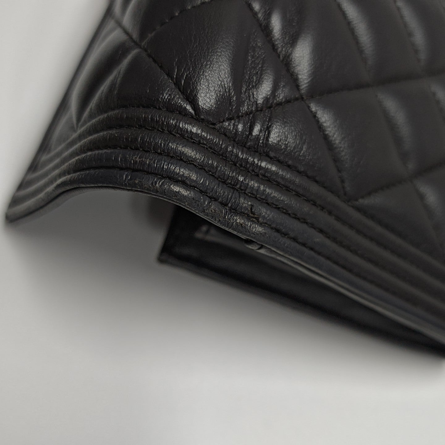 BOY CHANEL Mini Quilted Lambskin Gray Wallet